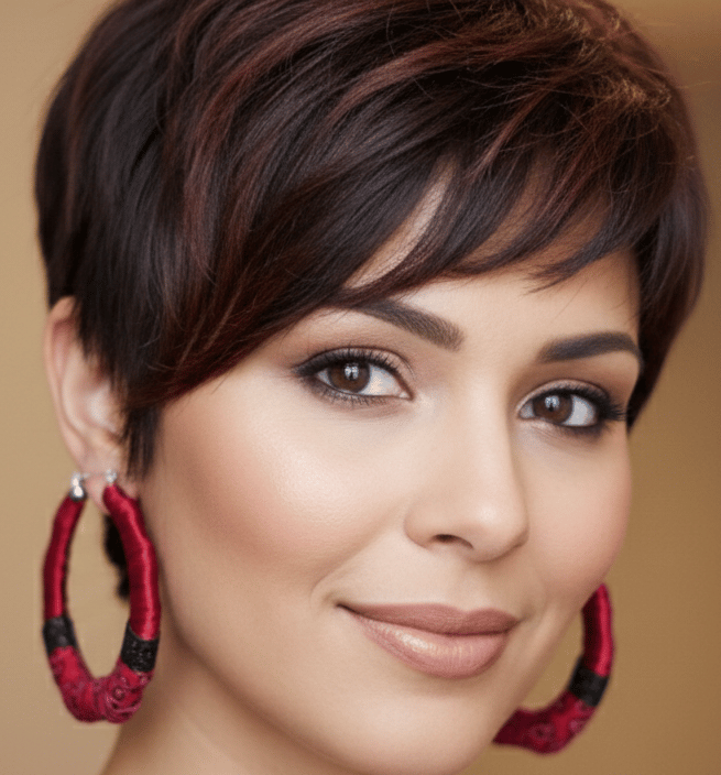 Image of Red Bandana Bamboo Hoop Earrings