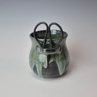 Image 2 of Small Crafter's Catch-all with Bonsai Snips: Night Sky ( Dark Blue) with Green rim