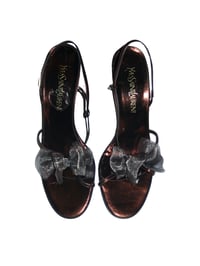 Image 1 of Yves Saint Laurent Bronze Bow Slingback Heels - US 10