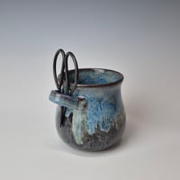 Image 3 of Small Crafter's Catch-all with Bonsai Snips: Textured Night Sky (Dark Blue) with Blue rim