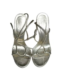 Image 1 of Versace Gold Platform Medusa Fringe Strappy Heels - EU 35.5