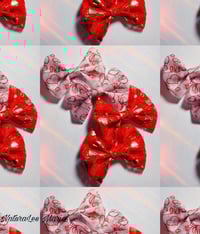 Image 2 of Valentines HairBows Set of 4: 2 Hearts of Roses and 2 Lace Gold Hearted Bows