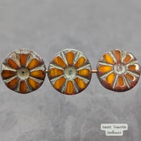 Image 1 of 12x12mm Czech Table Cut Sunflower Beads – Orange Travertin – 10pc Pack