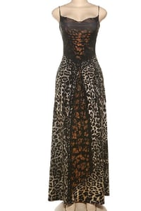 Image 2 of Leopard Print High Waist Slimming Halter Dress