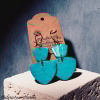 Image 1 of Turquoise Stone Trapzeium and Triangle Double Drop Earrings