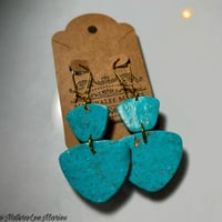 Image 2 of Turquoise Stone Trapzeium and Triangle Double Drop Earrings
