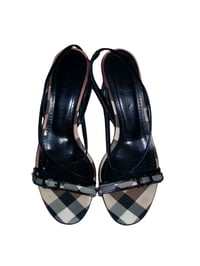 Image 1 of Burberry Iconic Nova Print Black Slingback Heel Sandals - EU 39