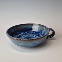 Image 1 of Thumb-handled Bowl: Bluebird Skies (Cobolt) with colored rim 01202601