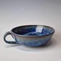 Image 4 of Thumb-handled Bowl: Bluebird Skies (Cobolt) with colored rim 01202601
