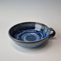 Image 3 of Thumb-handled Bowl: Bluebird Skies (Cobolt) with colored rim 01202601
