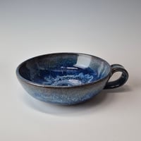 Image 1 of Thumb-handled Bowl: Bluebird Skies (Cobolt) with colored rim 01202602