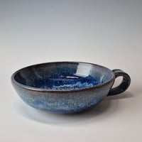 Image 2 of Thumb-handled Bowl: Bluebird Skies (Cobolt) with colored rim 01202602