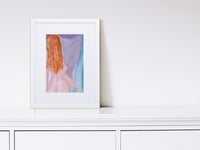 Image 1 of Watercolor Nude framed Print - Tasteful Redhead Woman with Silk Curtains, Elegant Female Figure Wall