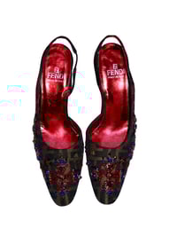 Image 1 of *RARE* Fendi Zucca Print Embroidered Slingbacks - EU5