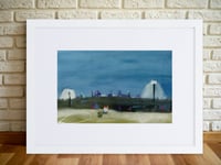 Image 2 of Watercolor Night Sports Field framed Print, Stadium Lights