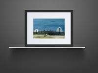 Image 4 of Watercolor Night Sports Field framed Print, Stadium Lights