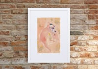 Image 3 of Kangaroo framed  art prints from my original watercolor abstraction  in peach tones