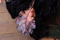 Image 1 of Vera foglia di quercia racchiusa nel rame con patina sfumata viola