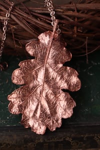 Image 2 of Vera foglia di quercia racchiusa nel rame con finitura lucida