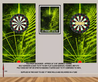 Image 1 of GREEN AND BLACK  THEMED DARTS BACKDROP WALL GRAPHIC - POLYPROPYLENE - 34" x 60"