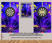 PURPLE AND YELLOW THEMED DARTS BACKDROP WALL GRAPHIC - POLYPROPYLENE - 34" x 60"