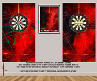 Image 1 of RED AND BLACK SHAPED THEMED DARTS BACKDROP WALL GRAPHIC - POLYPROPYLENE - 34" x 60"