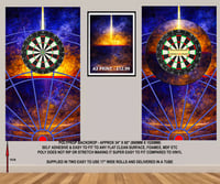 YELLOW AND BLUE THEMED DARTS BACKDROP WALL GRAPHIC - POLYPROPYLENE - 34" x 60"