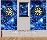 BLUE AND WHITE SPLATTER THEMED DARTS BACKDROP WALL GRAPHIC - POLYPROPYLENE - 34" x 60"