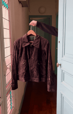 Agnes B. Suede Leather Jacket from 90's - Size 52