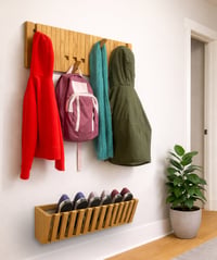 Image 3 of Double flip down coat hooks - Solid oak