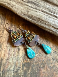 Image 3 of Alegria Alegria in earthy colors and Turquoise earrings. 
