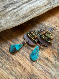 Image 5 of Alegria Alegria in earthy colors and Turquoise earrings. 