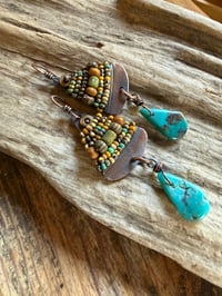Image 1 of Alegria Alegria in earthy colors and Turquoise earrings. 