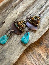 Image 7 of Alegria Alegria in earthy colors and Turquoise earrings. 
