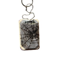 Image 2 of Brazilian blue tarantula and spider web keychain