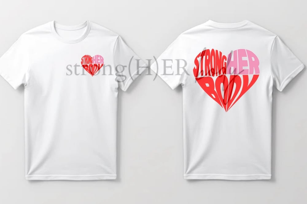 Image of White StrongHER Body Heart Logo Tee