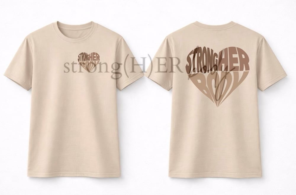 Image of Shades of Brown StrongHER Body Heart Logo Tee