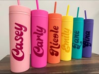 Image 1 of Personalized Tumblers with Lid and Straw, Pastel Tumblers, Bachelorette Party Favors, Custom Cups...