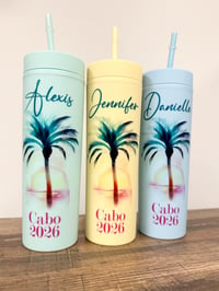 Image 1 of Vacation Tumblers - Girls Trip Gifts - 16 ounce Acrylic Tumblers with Lid and Straw - UV Printed ...