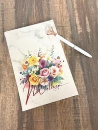 Image 1 of Family Bouquet Personalized Notebook - Birth Month Flowers - Custom Journal - Custom Sketchbook -...