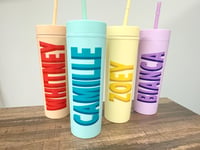 Image 2 of Personalized Tumbler with Shadow Font Name, Lid and Straw, UV Printed Tumbler with Lid and Straw,...