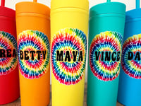 Image 5 of Personalized Tie Dye Tumbler with Name | Custom Rainbow Cup | Reusable Straw Cup | Gift for Kids ...