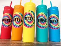 Image 6 of Personalized Tie Dye Tumbler with Name | Custom Rainbow Cup | Reusable Straw Cup | Gift for Kids ...