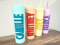 Image 6 of Personalized Tumbler with Shadow Font Name, Lid and Straw, UV Printed Tumbler with Lid and Straw,...