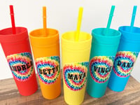 Image 7 of Personalized Tie Dye Tumbler with Name | Custom Rainbow Cup | Reusable Straw Cup | Gift for Kids ...