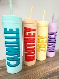 Image 7 of Personalized Tumbler with Shadow Font Name, Lid and Straw, UV Printed Tumbler with Lid and Straw,...