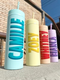 Image 9 of Personalized Tumbler with Shadow Font Name, Lid and Straw, UV Printed Tumbler with Lid and Straw,...