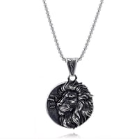 Image 4 of 👑The Armored Kingdom Lion of the Iron Pride Necklace-Stainless Steel-Detailed Lion Head Design
