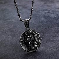 Image 5 of 👑The Armored Kingdom Lion of the Iron Pride Necklace-Stainless Steel-Detailed Lion Head Design