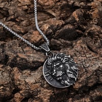 Image 6 of 👑The Armored Kingdom Lion of the Iron Pride Necklace-Stainless Steel-Detailed Lion Head Design
